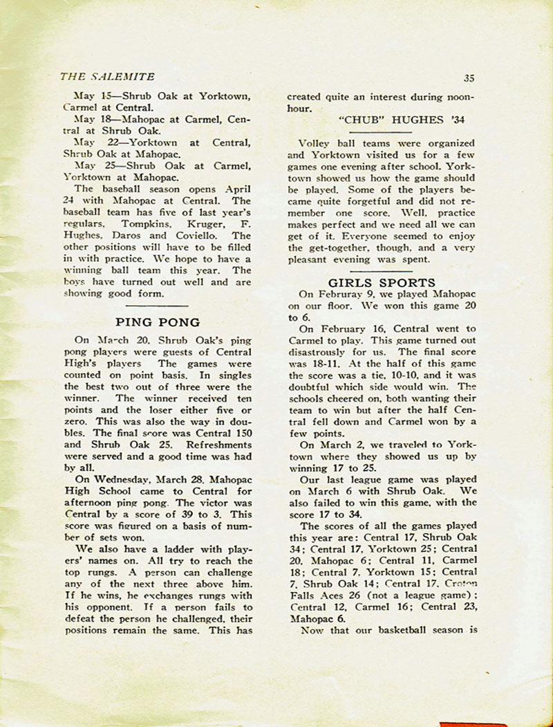 Purdys Central High - Class of 1934 - SALEMITE Magazine, Spring Issue, April 1934