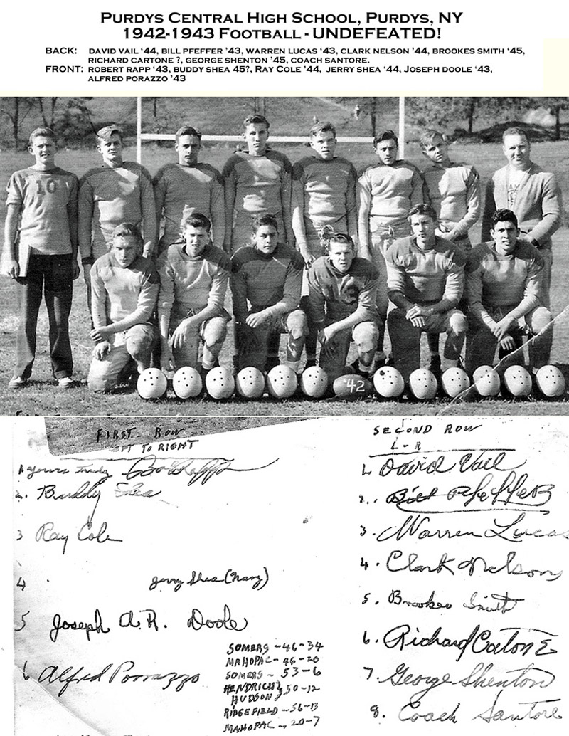 Purdys Central & North Salem High SPORTS: Football 1942-1943